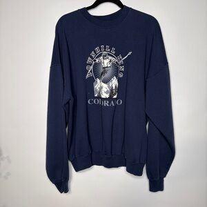 Vintage Hanes DOWNHILL KING COLORADO 50/50 Navy & White Sweatshirt Size XXL